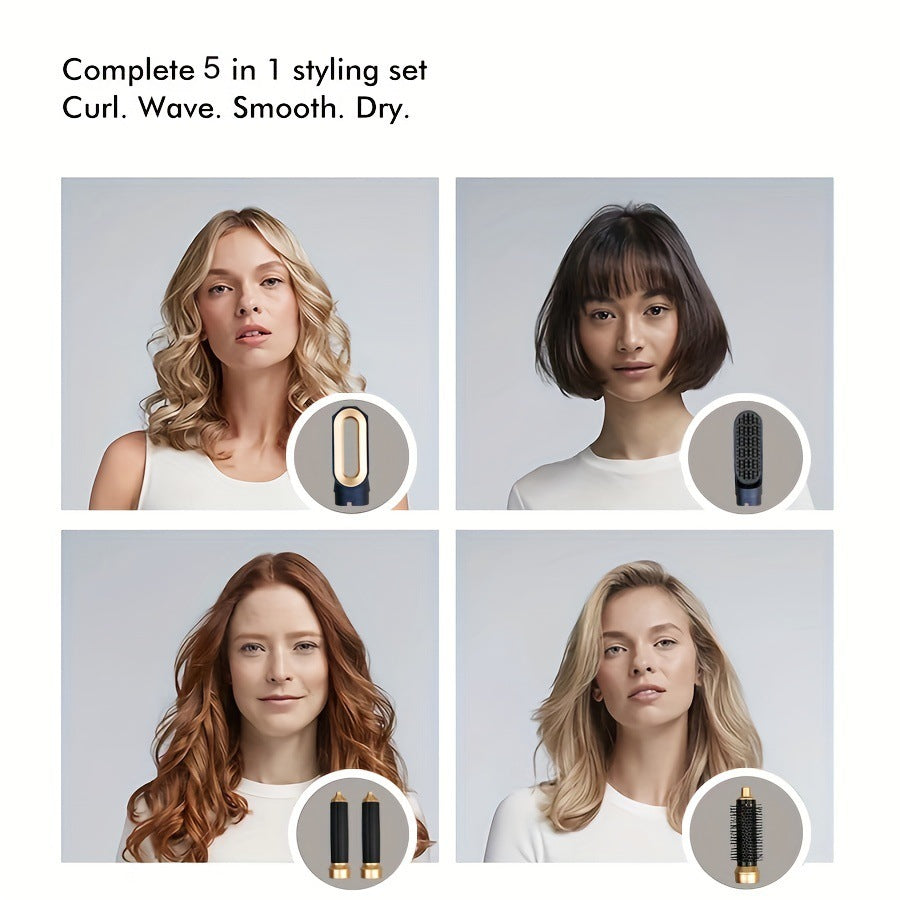 Set cheveux multifonctions, lisseur boucleur 5-en-1, outil coiffure professionnel, coiffage cheveux à domicile, appareil cheveux multifonction