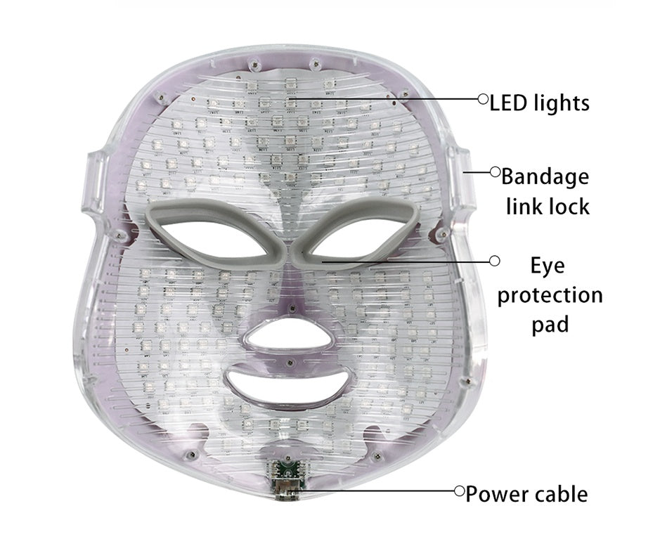 Masque LED 7 couleurs pour le visage – Beauté, soins de la peau, rajeunissement, anti-rides, traitement de l’acné, blanchiment et raffermissement