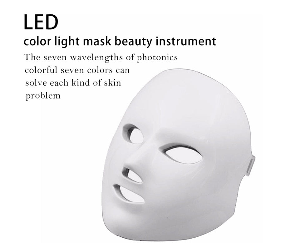 Masque LED 7 couleurs pour le visage – Beauté, soins de la peau, rajeunissement, anti-rides, traitement de l’acné, blanchiment et raffermissement