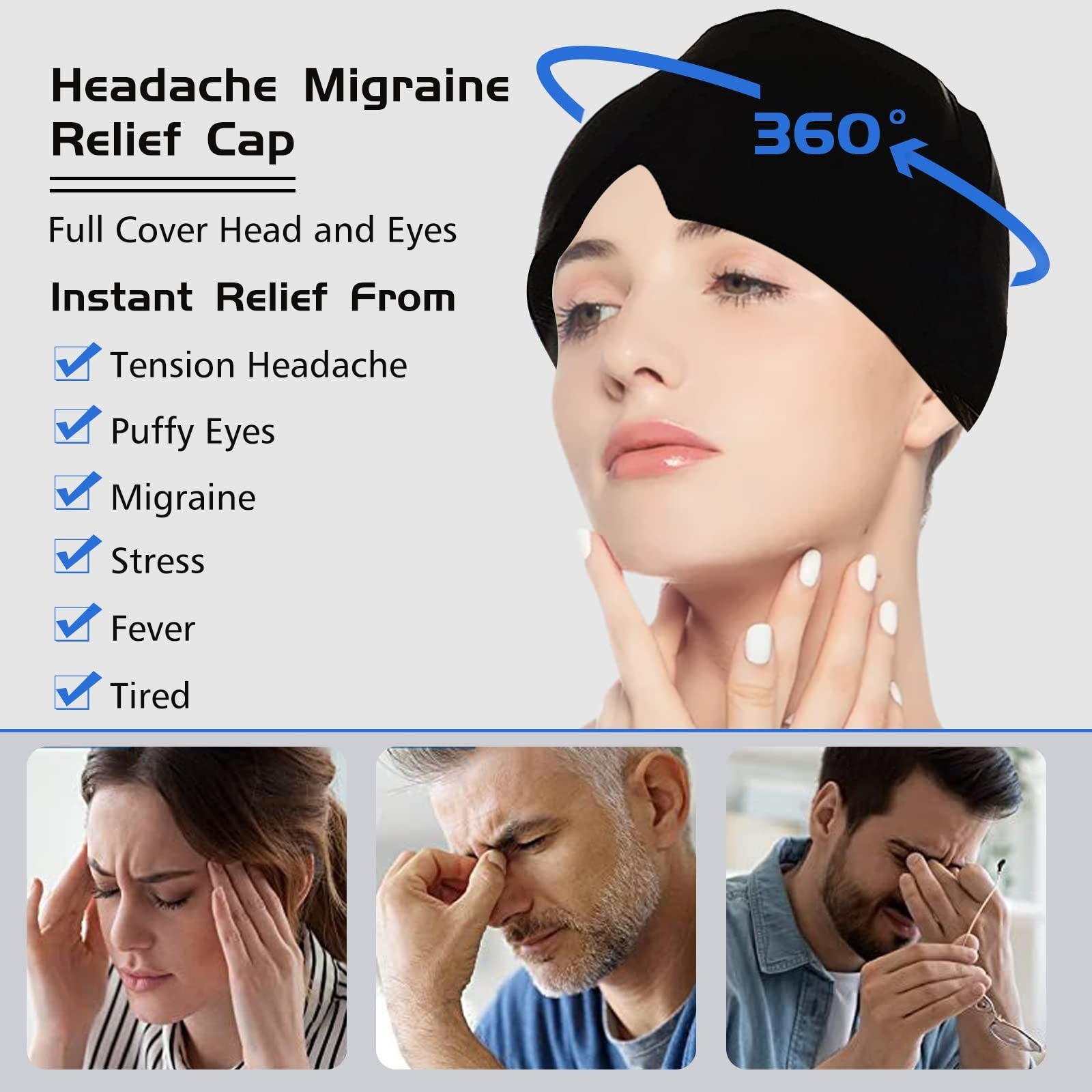 Bonnet Thérapie Froid & Chaud – Soulagement Migraine et Maux de Tête
