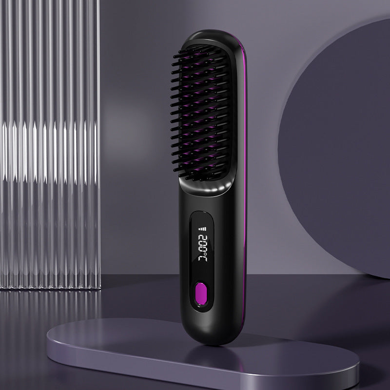 Brosse Lissante & Boucleur 2 en 1 – Sans Fil, Chauffage Rapide, Recharge USB, Portable et Pratique