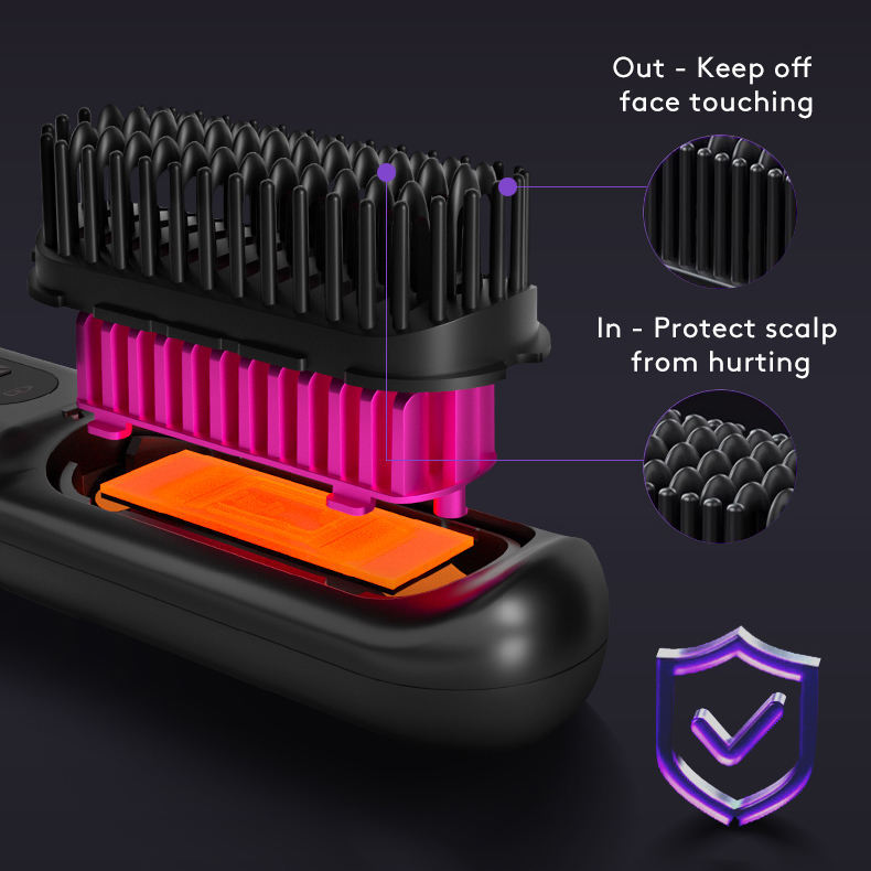 Brosse Lissante & Boucleur 2 en 1 – Sans Fil, Chauffage Rapide, Recharge USB, Portable et Pratique