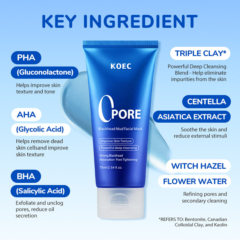 Masque facial purifiant pour pores et élimination des points noirs avec pinceau