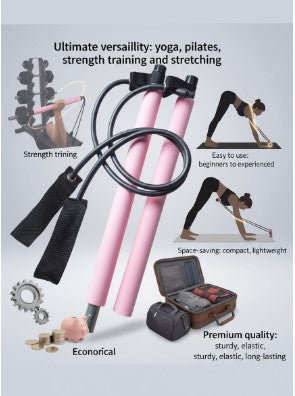 Barre de Fitness 5 en 1 / Multifonction : Yoga, Pilates, Renforcement des Bras et de la Poitrine, Barre d’Extension de Résistance