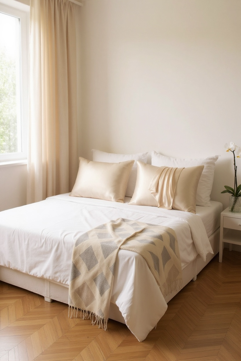 Taie d'oreiller en satin de soie unie