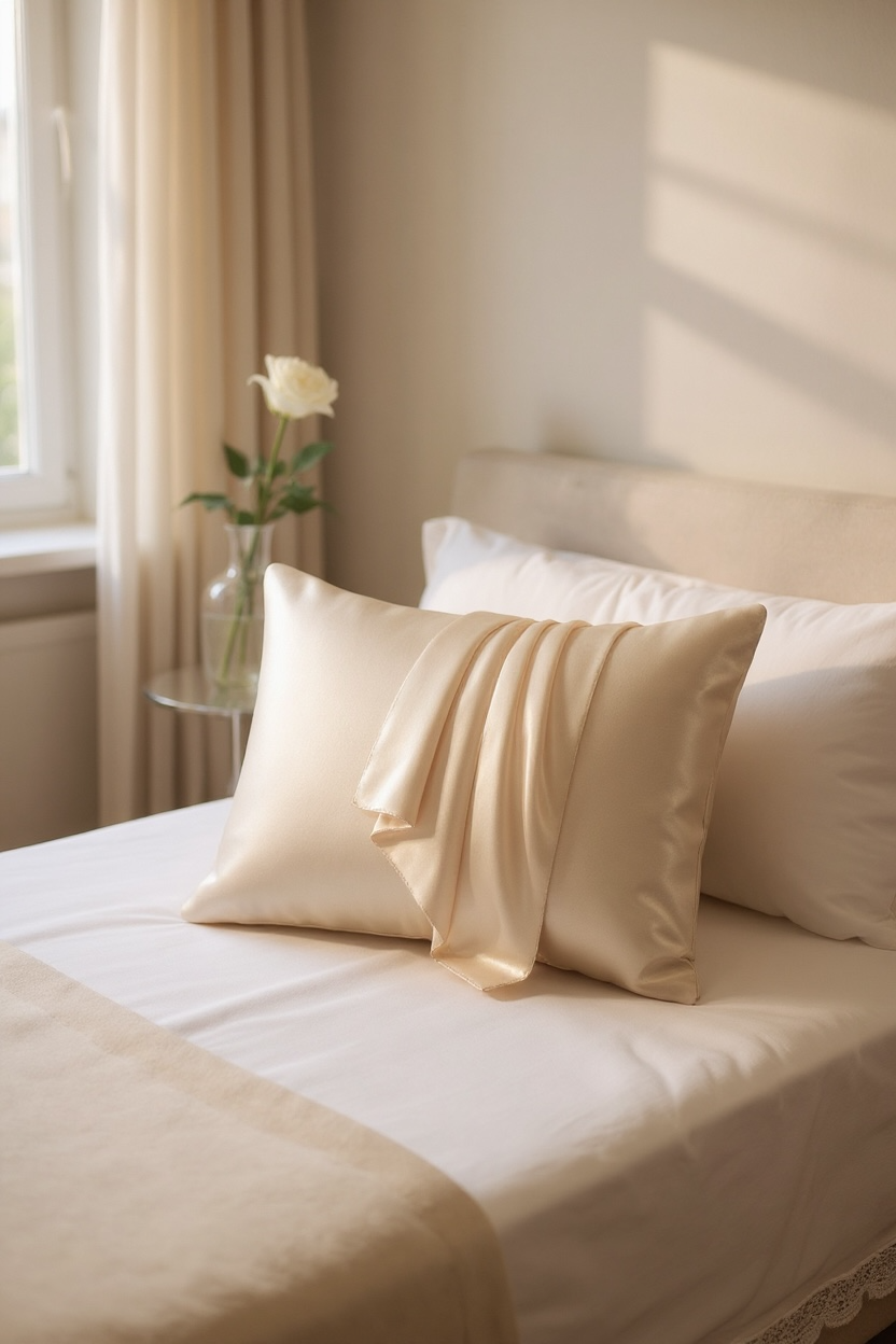 Taie d'oreiller en satin de soie unie