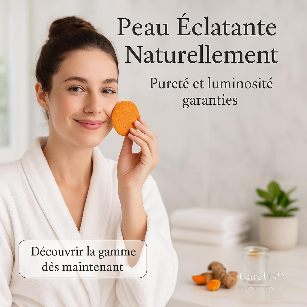 Gamme exfoliante au curcuma anti-taches, anti acné, anti impuretés (Tampons, mousse et savons)