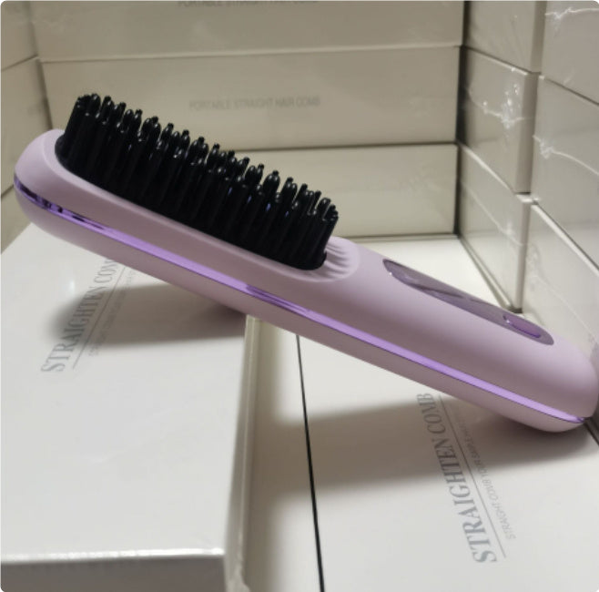 Brosse Lissante & Boucleur 2 en 1 – Sans Fil, Chauffage Rapide, Recharge USB, Portable et Pratique