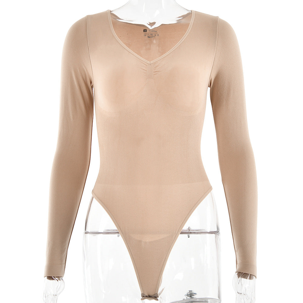 Body Sculptant avec String manches longues confortable et discret