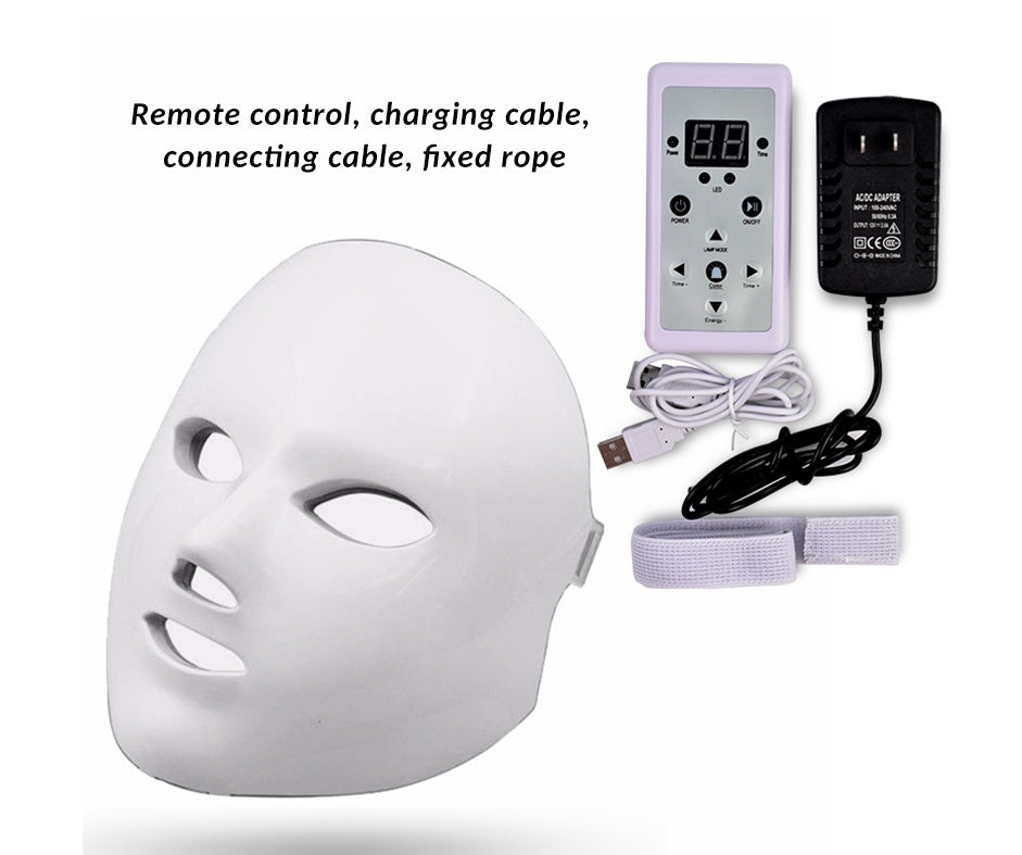 Masque LED 7 couleurs pour le visage – Beauté, soins de la peau, rajeunissement, anti-rides, traitement de l’acné, blanchiment et raffermissement
