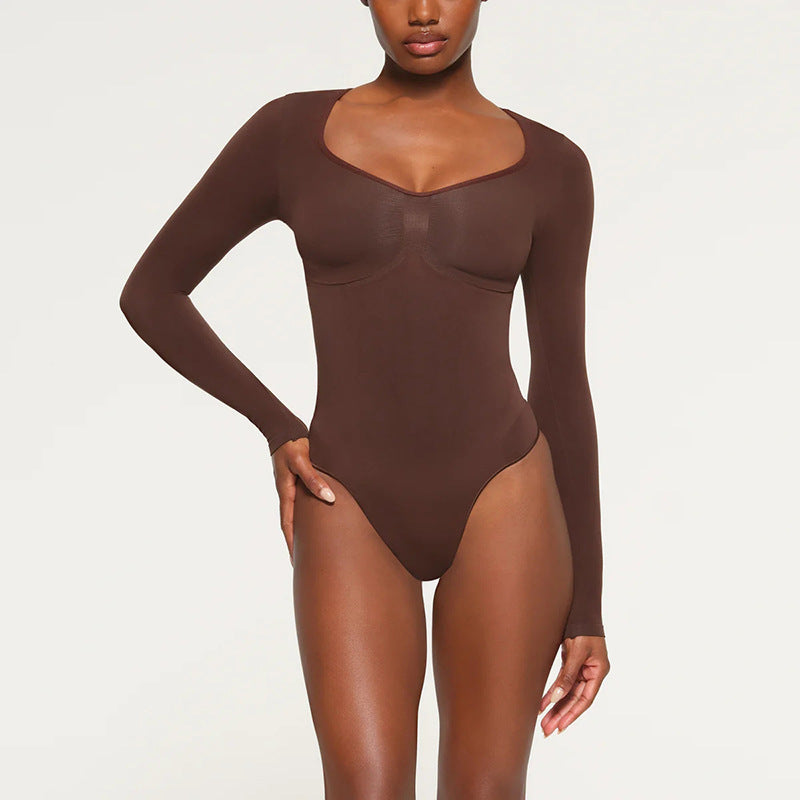 Body Sculptant avec String manches longues confortable et discret