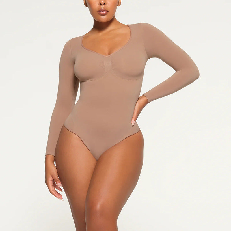 Body Sculptant avec String manches longues confortable et discret