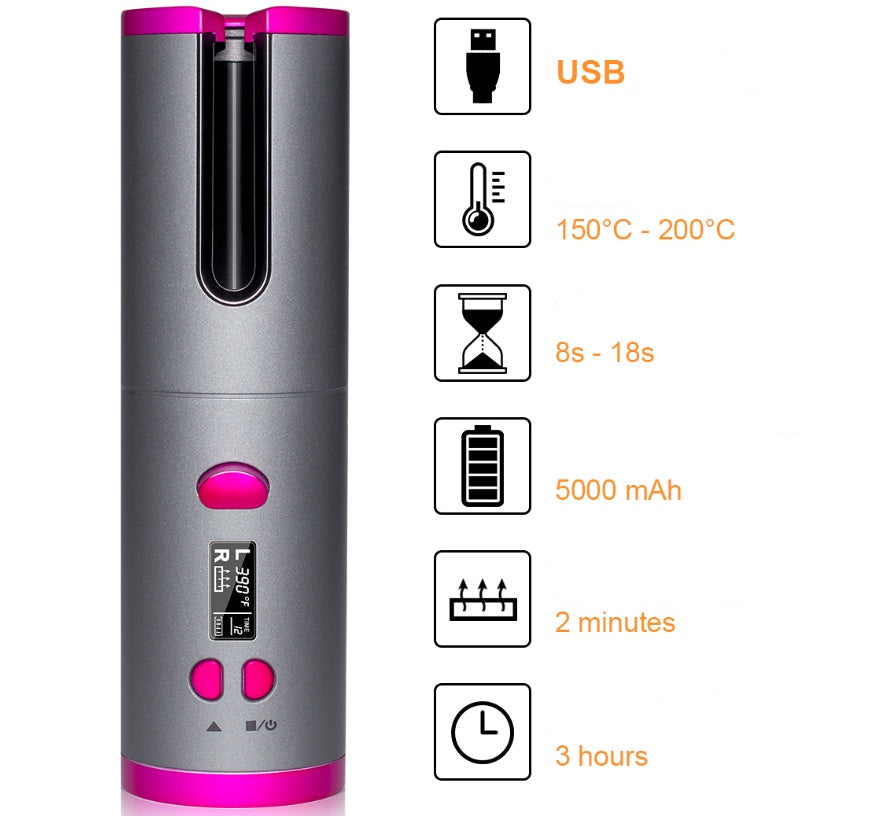 Fer à Boucler USB Sans Fil Multifonction avec Chargeur