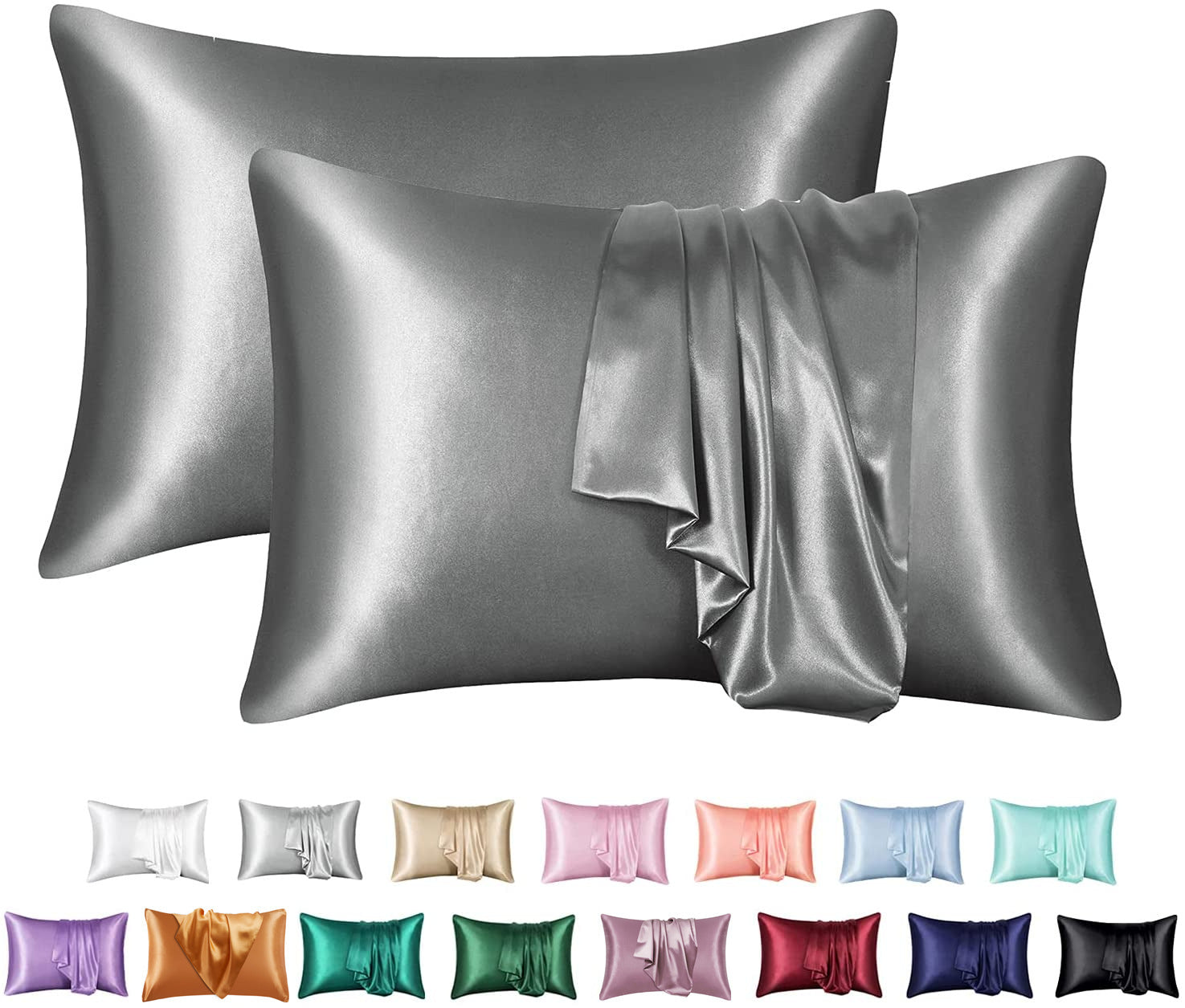 Taie d'oreiller en satin de soie unie
