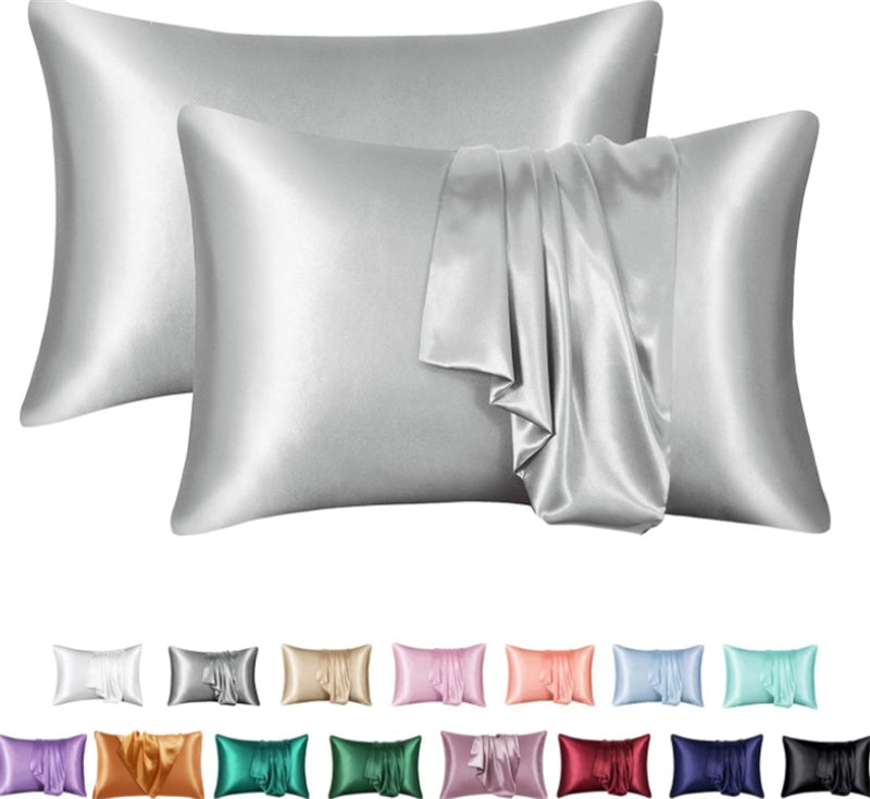 Taie d'oreiller en satin de soie unie