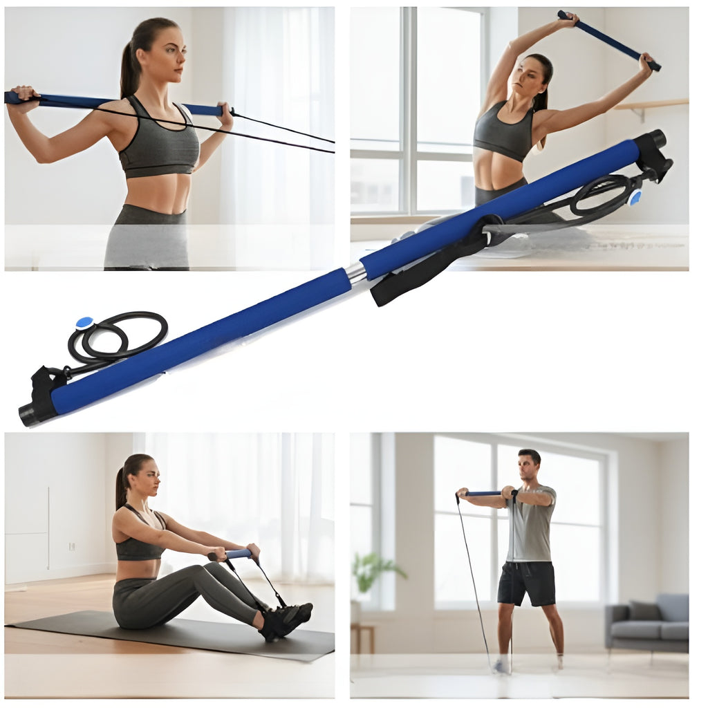 Barre de Fitness 5 en 1 / Multifonction : Yoga, Pilates, Renforcement des Bras et de la Poitrine, Barre d’Extension de Résistance