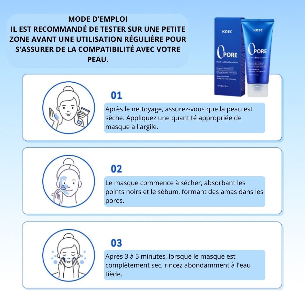 Masque facial purifiant pour pores et élimination des points noirs avec pinceau