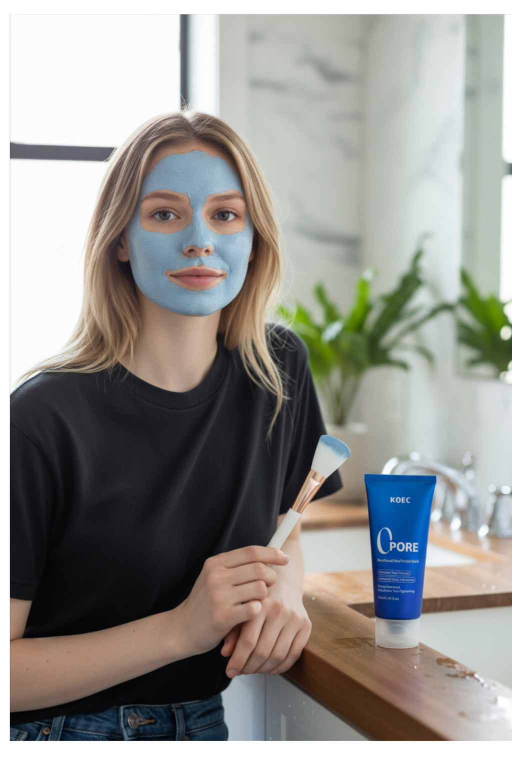 Masque facial purifiant pour pores et élimination des points noirs avec pinceau