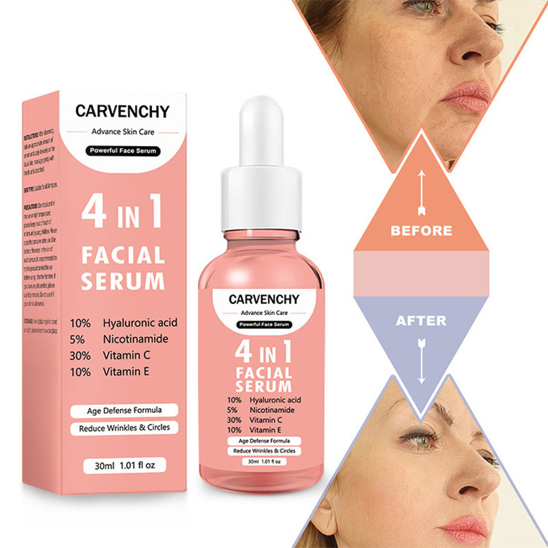 Sérum visage 4 en 1 – Vitamines C & E, Acide Hyaluronique et Nicotinamide