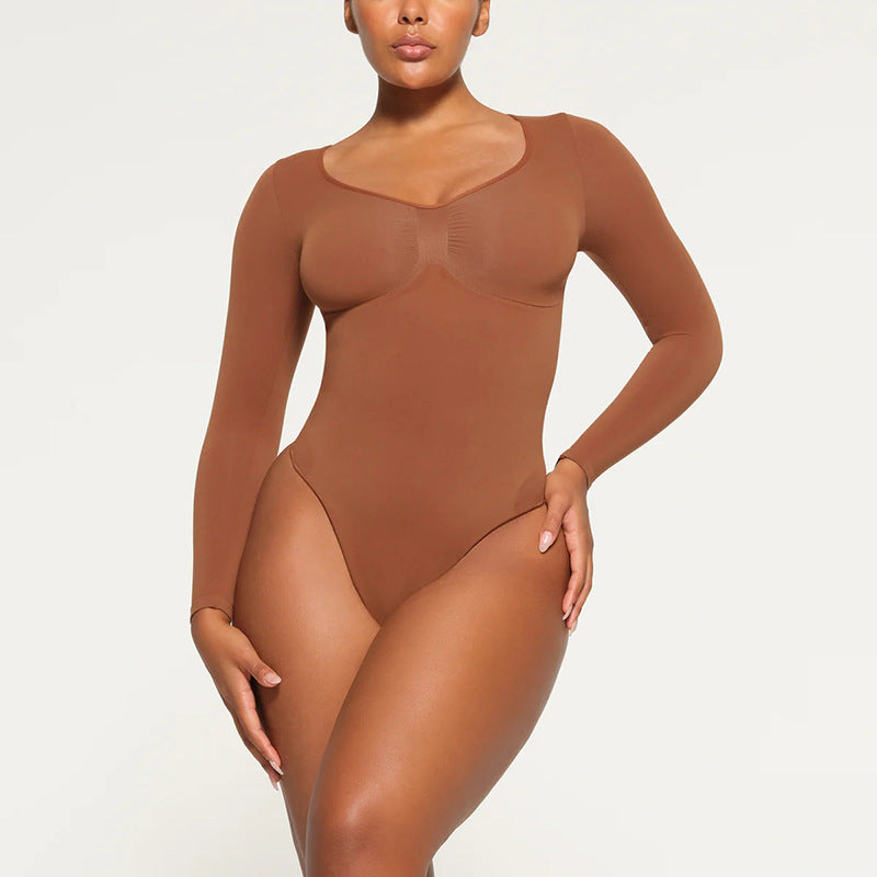 Body Sculptant avec String manches longues confortable et discret