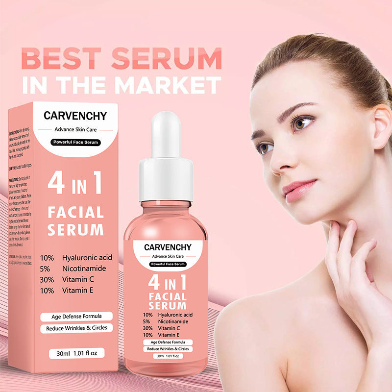 Sérum visage 4 en 1 – Vitamines C & E, Acide Hyaluronique et Nicotinamide